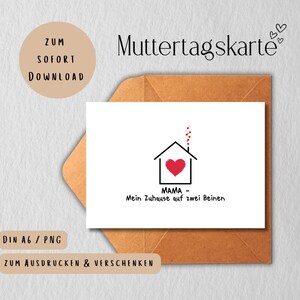 Tarjeta del Día de la Madre "MAMA - Mi hogar sobre dos patas" - digital | Postal imprimible A6 | Minimalista y moderno | Descarga instantánea PNG
