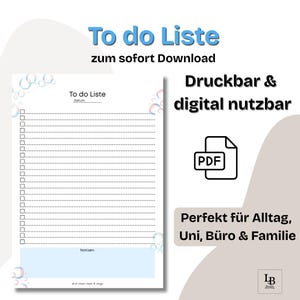 Digital To-Do List Light Blue Printable PDF A4 | Checklist with Notes Field | Planner Template | Goodnotes Template | For printing or digital download