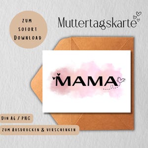 Carte Fête des Mères "MAMA" avec coeur - Digital | Carte postale imprimable moderne A6 | Téléchargement instantané du PDF | Cadeau pour maman