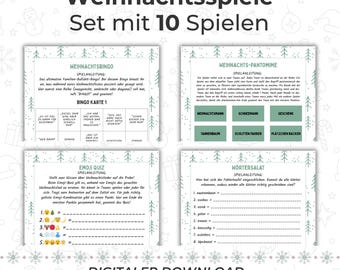 Zestaw gier świątecznych | 10 zabawnych gier świątecznych | Gry dla dzieci | Gry imprezowe | Gry na imprezę świąteczną | Plik PDF