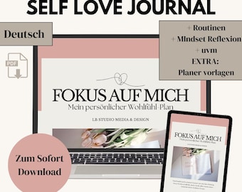 Diario dell'Amore per Se Stessi in PDF | Agenda per la cura di sé e quaderno di lavoro sulla consapevolezza | Diario dell'Amore per Se Stessi in tedesco | Mentalità di Sfida | Stampabile e digitale