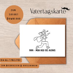 Cartão de Dia dos Pais PDF/PNG A6 | Presente para o pai | Cartão digital para o Dia dos Pais | Pai meu herói | Mapa para imprimir | Presente de Dia dos Pais