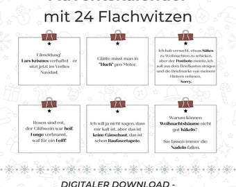 Adventskalender mit Flachwitzen zum Ausdrucken | Lustiger Adventskalender Download | DIY Adventskalender Digital | Druckvorlage
