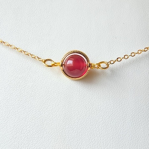 Red Carnelian Choker, 18K Gold Natural Gemstone Beaded Crystal Necklace for Healing, Minimalist Layering Necklace, Birthday Gift, Christmas