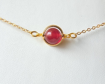 Carnelian Choker Necklace, Gold Gemstone Crystal Necklace, Healing Necklace, Gift For Mom Sisters Daughter Wife Girlfriend
