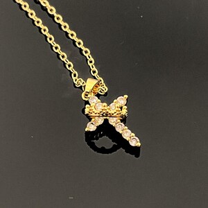 Gold Cross Necklace Crown Cross Necklace Christian Gifts Faith Jewelry