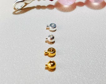 18K Gold-Plated Crimp Bead, Sterling Silver Crimp End, Jewelry Findings