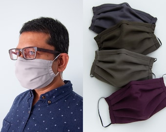 Mens Face Mask with Nose Wire & Filter Pocket | Unisex | Cotton Solid Color and Print | Double Layer | Full Coverage | Fitted | Made in USA
