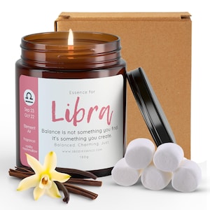 Libra Zodiac Candle – Astrology Gift, Horoscope Candle, Libra Birthday Gift for Her, Air Sign Candle, Scented Star Sign Candle