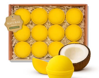 Coconut Mango Bath Bomb Gift Set 12 Pack Tropical Handmade Spa Gift