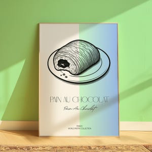 Pain au Chocolat Art Print, French Pastry Poster, Minimalist Bakery, Illustration, World Pastry Collection, Kitchen & Café Digital Download