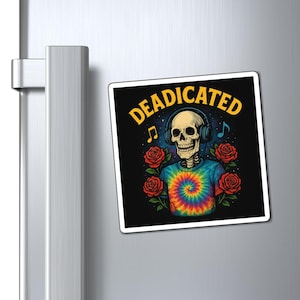 Deadicated Skeleton Tie-Dye Music Lover Art, Grateful Dead-Inspired Retro Design for Magnets, T-Shirts, Mugs, Stickers & More