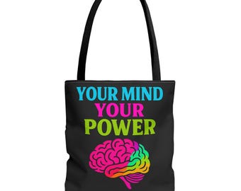 Bolsa de tela con mensaje de empoderamiento, frase sobre el poder mental, regalo motivacional, bolsa reutilizable para la compra, yoga y gimnasio, afirmación positiva
