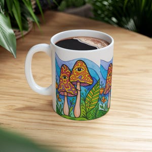 Whimsical Mushroom Ceramic Mug - Perfect for Nature Lovers, Boho Decor, Eco-Friendly Gifts, Coffee, Tea, Home Decor