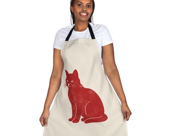 Delantal para amantes de los gatos, divertido regalo de cocina para chefs caseros, accesorio de cocina con temática de mascotas, bonito regalo culinario, delantal para mamá gata, apto para horno y barbacoa.