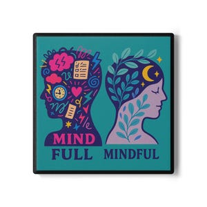 Mindful Ceramic Coaster Set | Inspirational Home Decor, Mental Wellness Gifts, Housewarming Present, Coffee Lover Gift, Unique Tableware