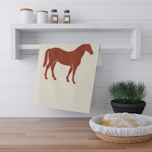 Rustic Horse Design Tea Towels, Farmhouse Kitchen Decor, Equestrian Gifts, Home Essentials, Horse Lover Kitchen Towels