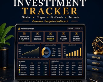 Investment Tracker Google Sheets Template, Portfolio Tracker, Crypto & Dividend Tracker, Net Worth Spreadsheet