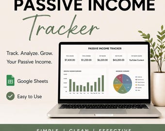 Passive Income Tracker Spreadsheet | Monthly Passive Income Dashboard | Google Sheets Template
