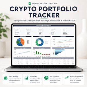 Krypto-Portfolio-Tracker: Google Sheets- und Excel-Vorlage, Krypto-Tabellenkalkulation, Investment-Tracker, DCA-Tracker, Gewinn- und Verlust-Dashboard