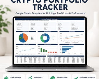 Crypto Portfolio Tracker Google Sheets & Excel Template, Crypto Spreadsheet, Investment Tracker, DCA Tracker, Profit Loss Dashboard