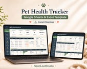 Pet Health Planner Excel Spreadsheet, Pet Medical Records, Vaccination Tracker, Vet Visit Log, Medication Tracker, Dog Cat Health Organizer