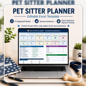 Pet Sitter Planner Google Sheets Template, Dog Walking Log, Pet Sitting Tracker, Client & Booking Organizer