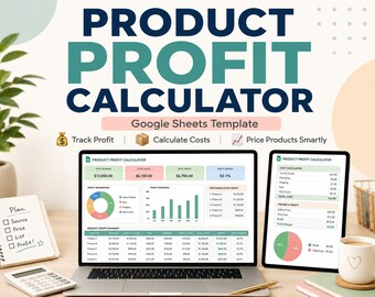 Productwinstcalculator voor Google Sheets, prijscalculator, tools voor Etsy-verkopers, sjabloon voor winsttracker voor kleine bedrijven
