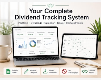 Dividendtracker in Google Sheets, dashboard voor dividendinkomsten, investeringstracker, spreadsheet voor portfoliotracking