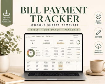 Maandelijks factuuroverzicht, betalingsorganizer, eenvoudige budgetplanner (Google Sheets)
