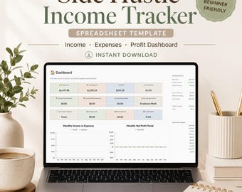 Spreadsheet voor het bijhouden van inkomsten uit bijverdiensten, uitgaven- en winsttracker, Google Sheets Excel-sjabloon voor de financiën van kleine bedrijven