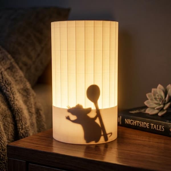 3D Litophane Lamp Ratatouille Chef Remy Nightstand Light USB Powered (18cm Height)