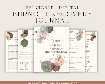Burnout Recovery Journal | Self-Care Workbook, Boundaries Tracker (Digital Download)