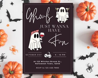 Ghouls Just Wanna Have Fun Halloween Invitation | Editable Canva Template (Printable)