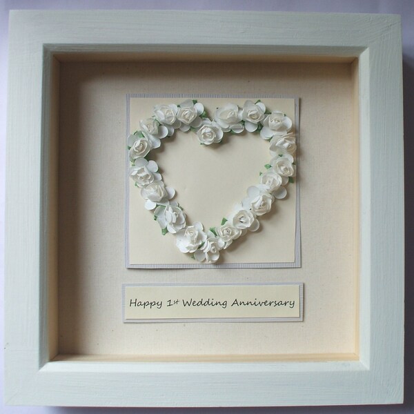 Paper Rose Heart 1st Anniversary / Wedding Keepsake Gift