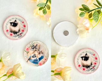 Personalized Pet Photo Clay Magnet Custom Dog Cat Memorial Keepsake
