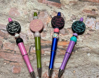 Faith Over Fear Beaded Pen – Inspirational Twist Pen
