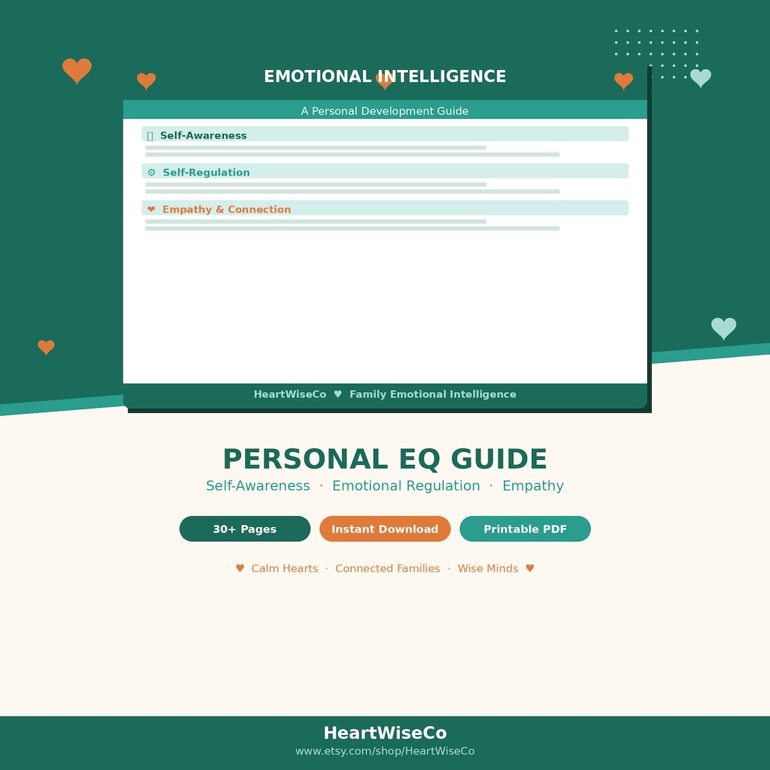 Emotional Intelligence Guide Personal EQ Workbook Self-awareness PDF ...