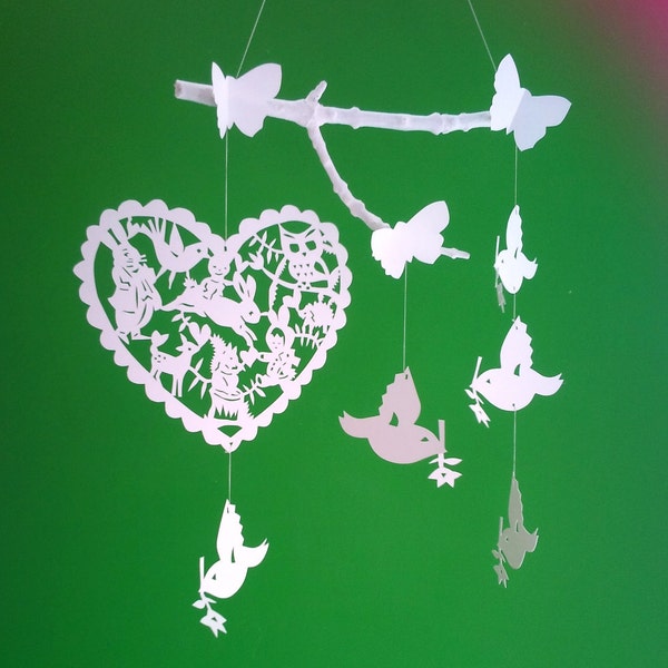 Romantic heart nursery mobile