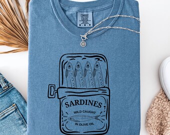 Comfort Colors® Sardine Shirt, Funny Sardines T-Shirt, French Aesthetic Tee, Minimalist Summer Top, Trendy Oversize Beach Shirt