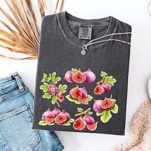 Retro Fig Comfort Colors Shirt: Botanical Watercolor Tee