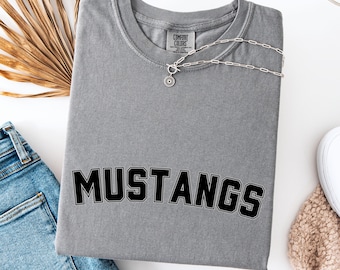 Comfort Colors Mustangs T-Shirt: Distressed Mascot, Game Day Tee