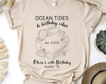Personalized Comfort Colors Birthday Shirt: Coastal Beach Trip Tee