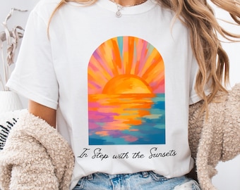 Sunset Surfer Comfort Colors Tee – Coastal Graphic Oversized T-Shirt