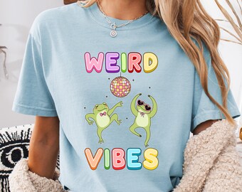 Weird Vibes Frog T-Shirt: Funny Retro Comfort Colors Tee