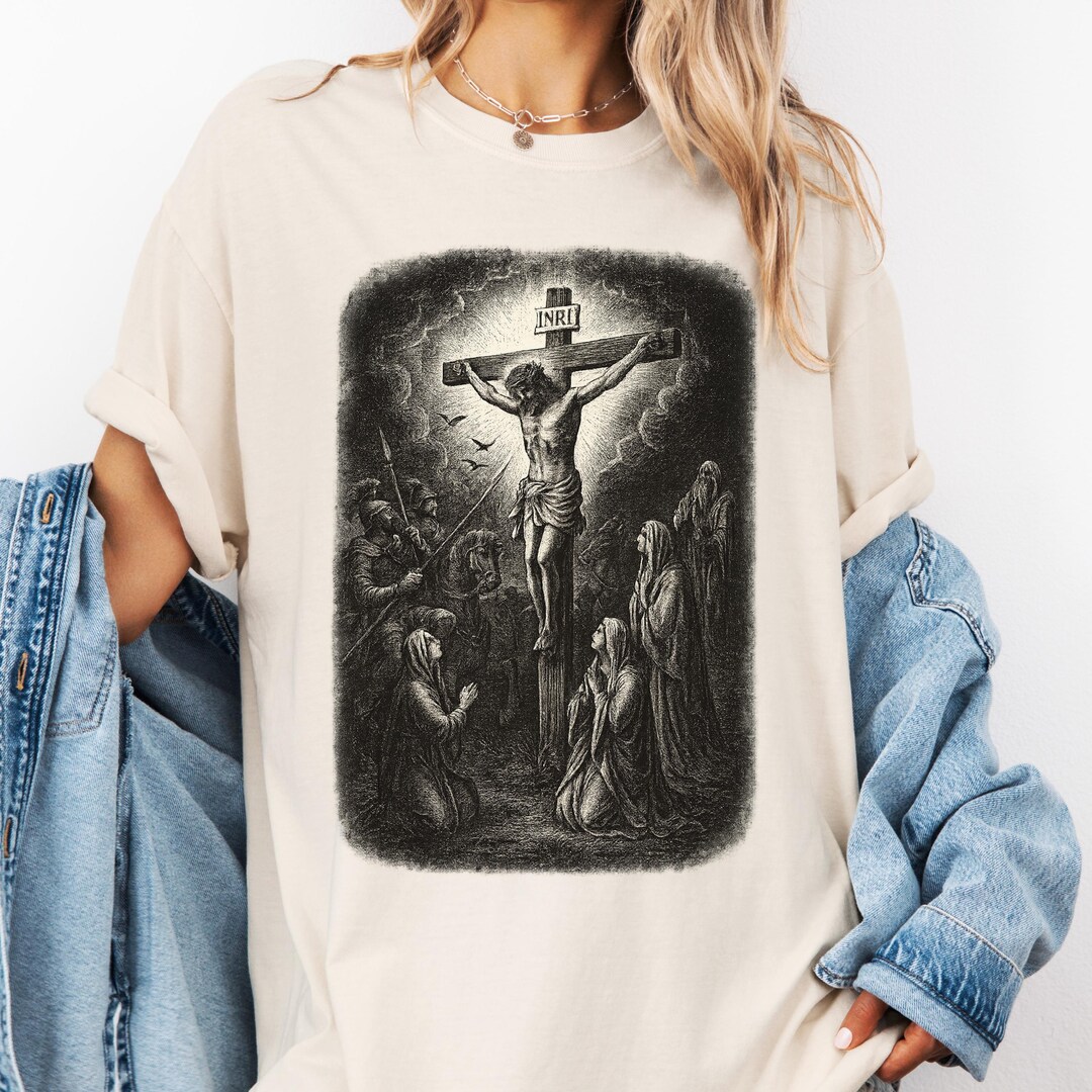 Vintage Jesus Crucifixion Graphic Tee: Retro Christian Bible Art - Etsy