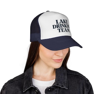 Lake Drinking Team Hat – Funny Lake Life Trucker Hat, Summer Boating Cap, Unisex Mesh Snapback for Lake Days & Boat Parties