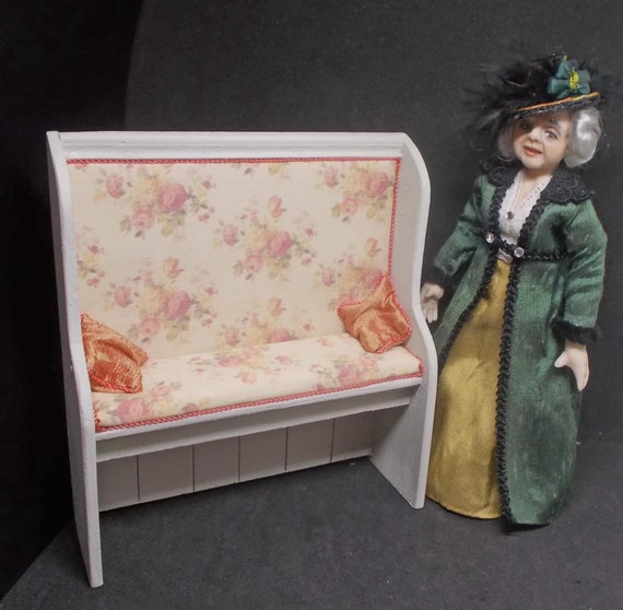 Dollhouse Miniature Winter White Monks Bench Settle With Etsy