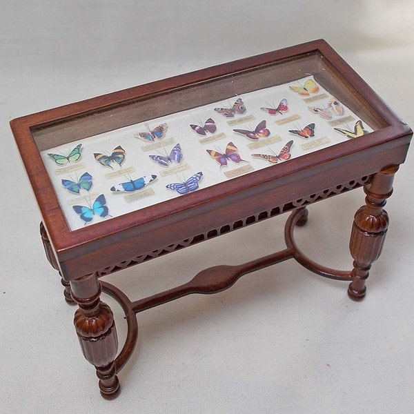 Dolls house miniatures Bespaq Glass Butterfly Display Collector's Table