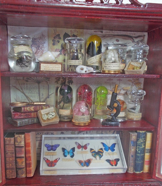 Dollhouse Miniature Artisan Aged Vintage Maps Chest of Drawers